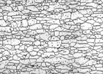 Typical microstructure of HSLA sheet material - similar to other low carbon steel grades microstructure, shows very little alloying content